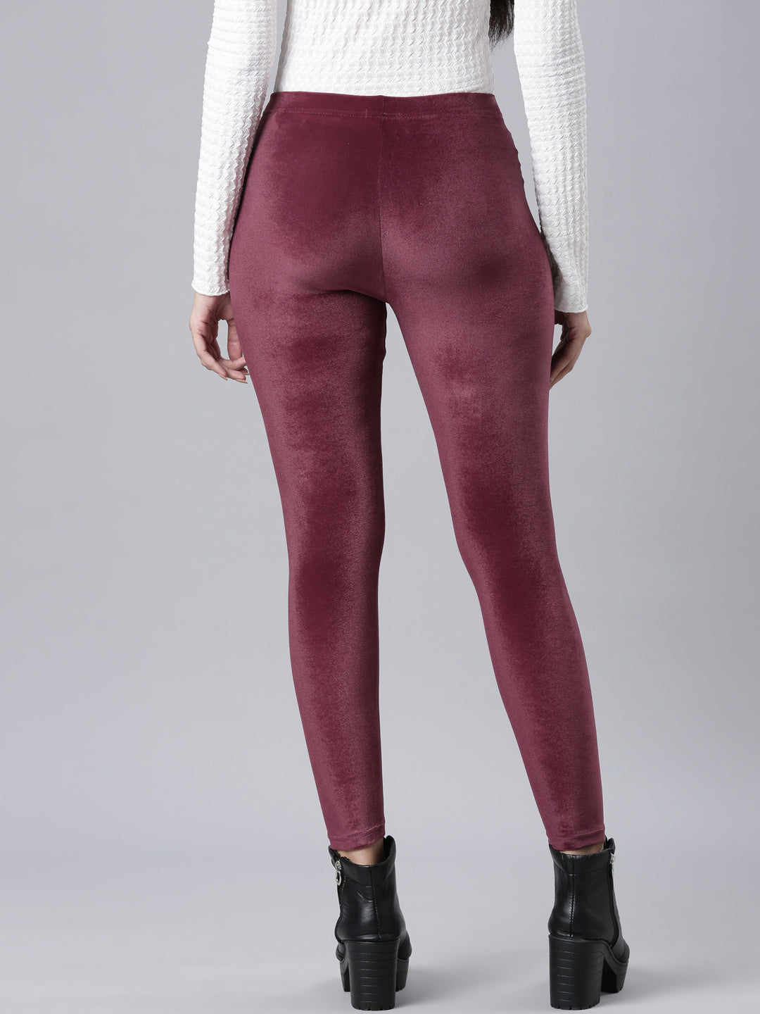 Maroon Velour Leggings