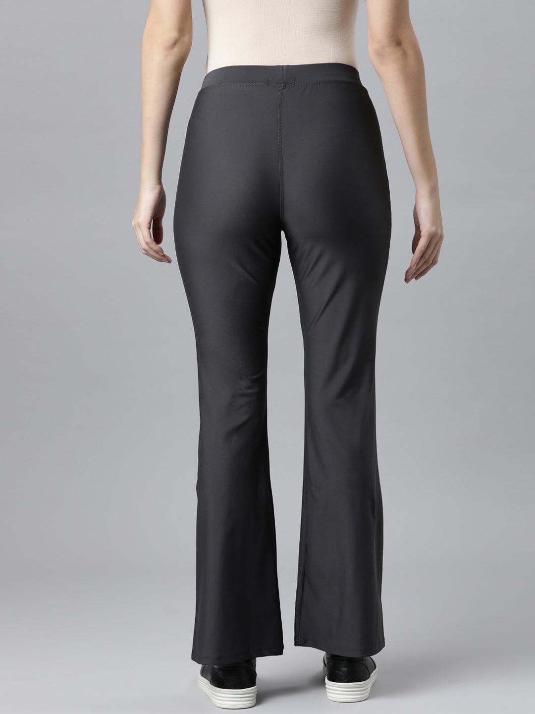 Silver Grey Nylon Stretch Bell Bottom