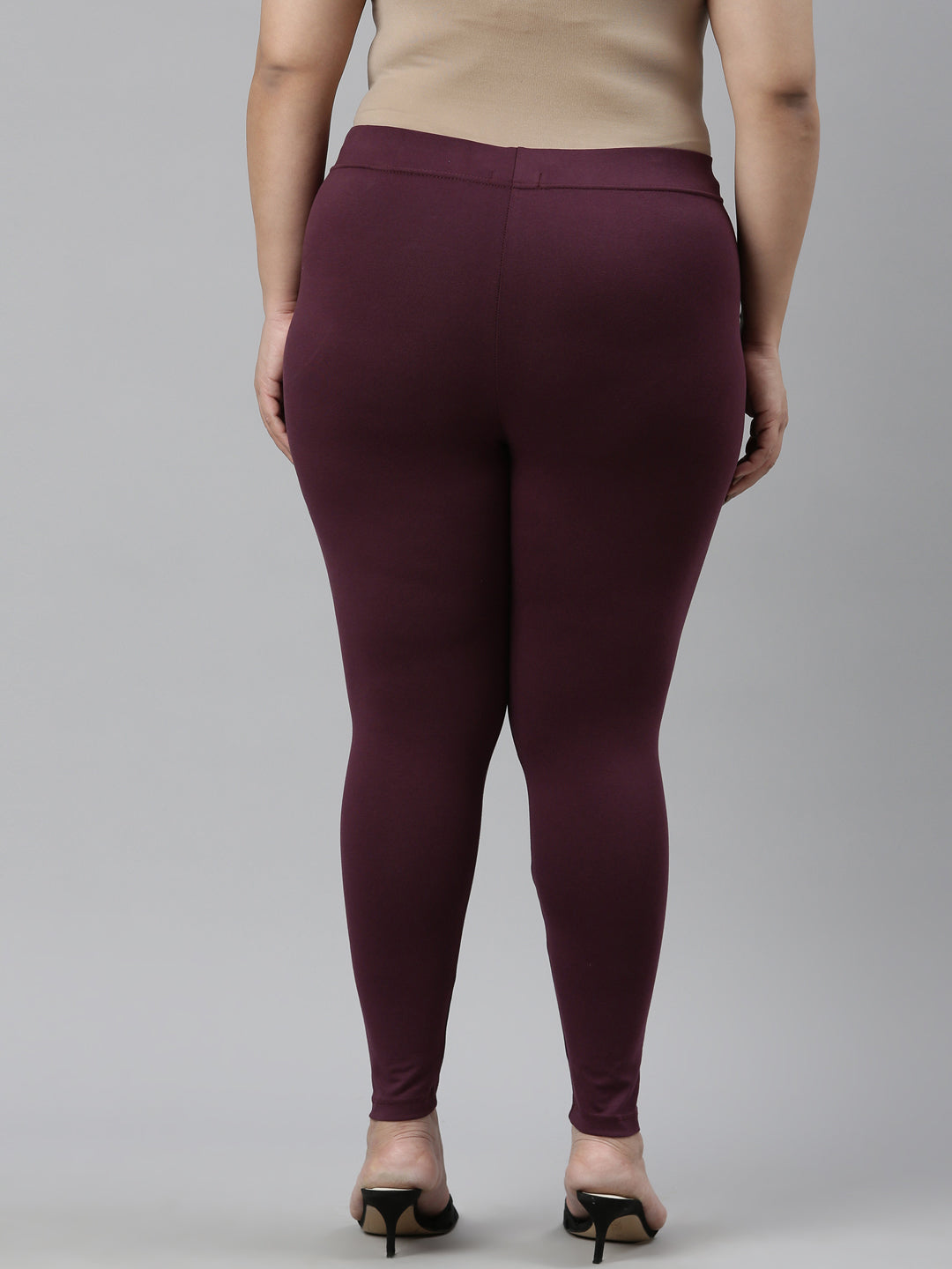 Dark Purple Cotton Stretch Cropped Leggings