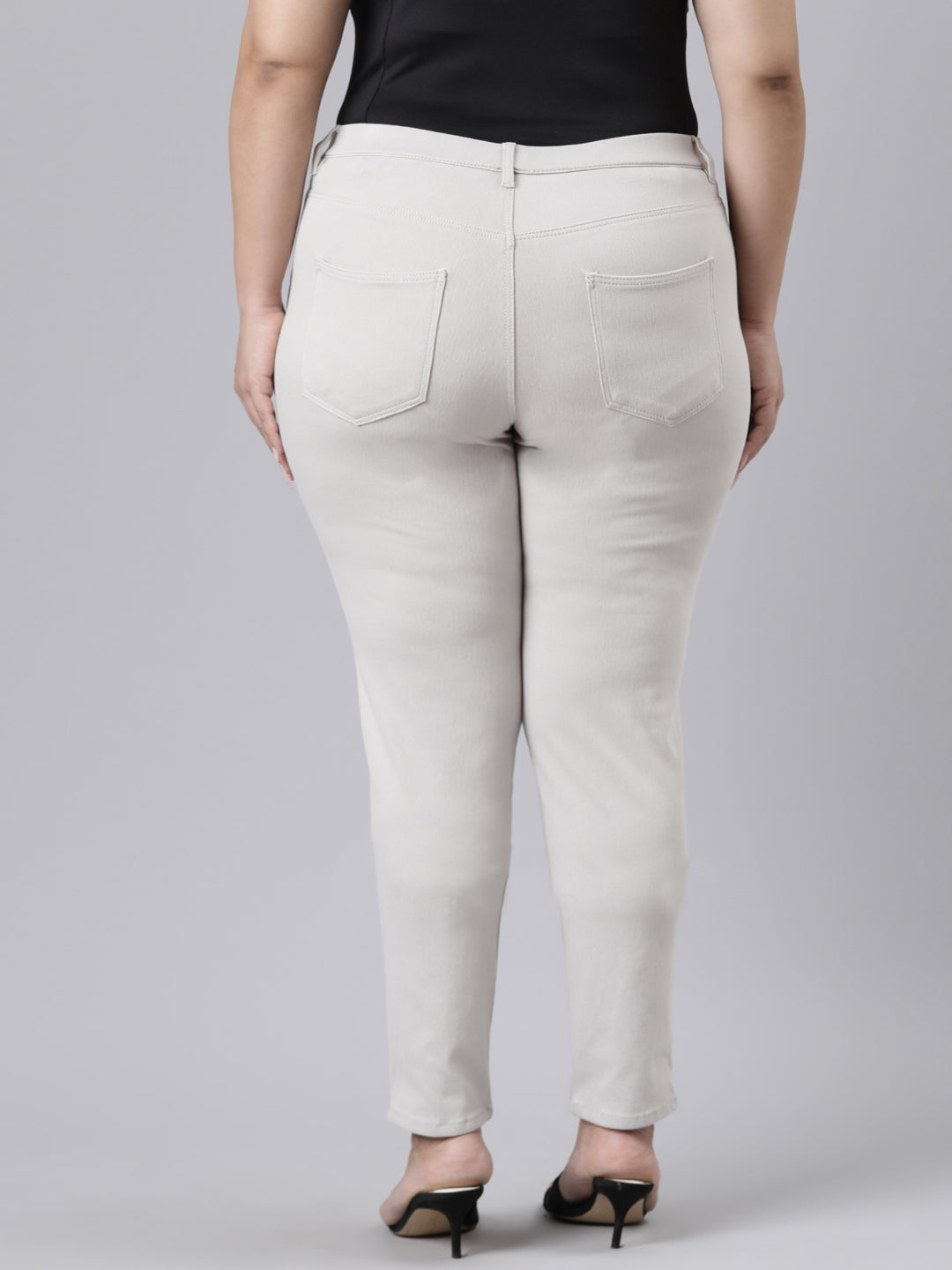 Grey Mist Cotton Polyester Super Stretch Jeggings