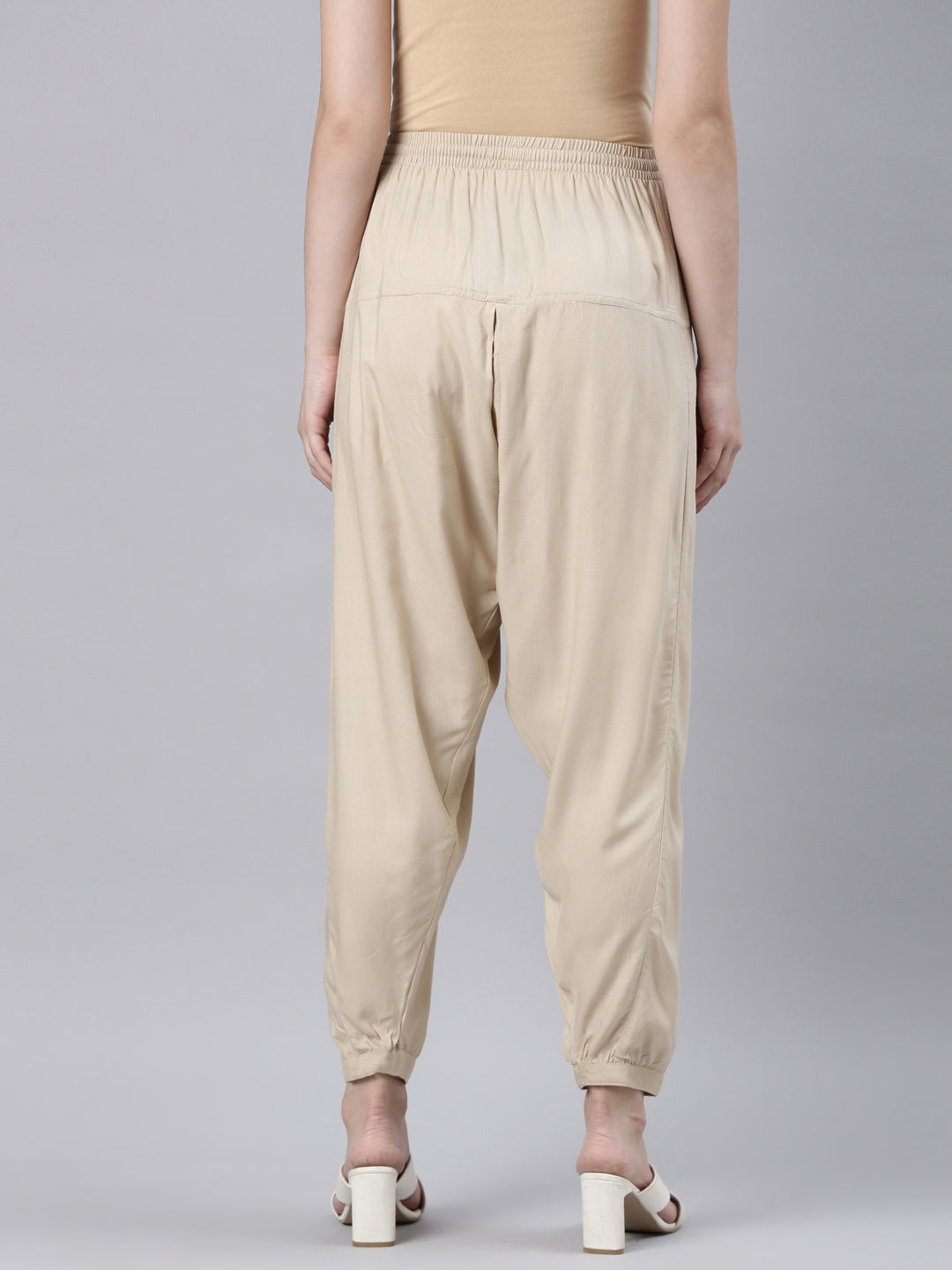 Dark Cream Woven Viscose Harem Pant