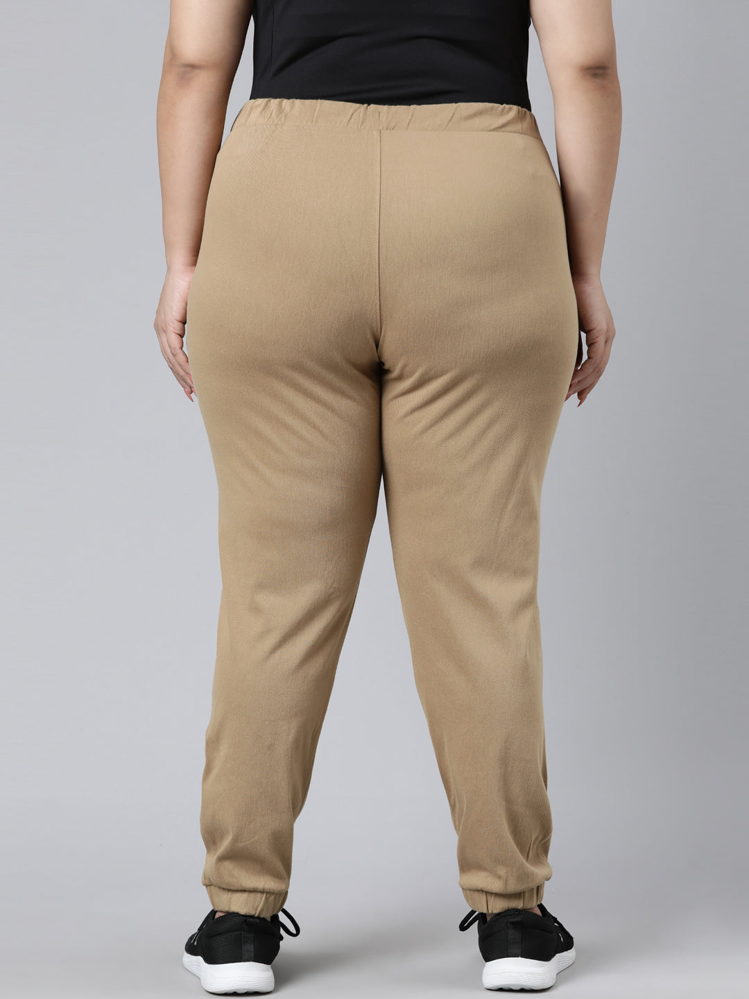 Khaki Cotton Poly Stretch Cuffed Joggers