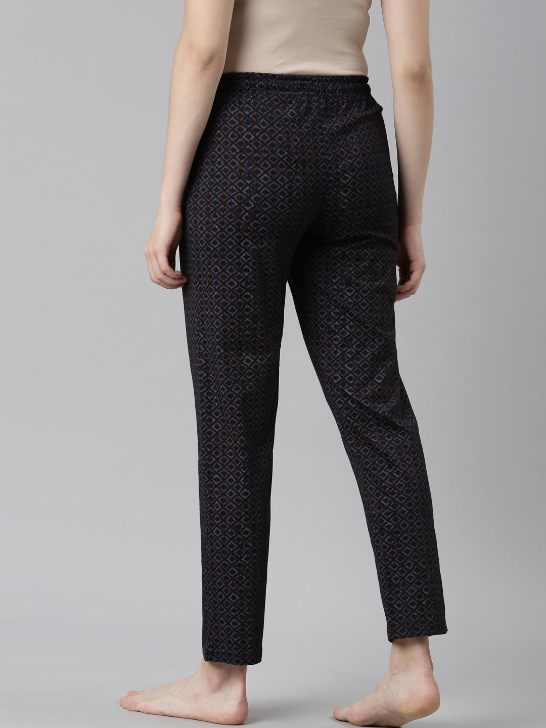 Black Cotton Knit Printed Lounge Pants