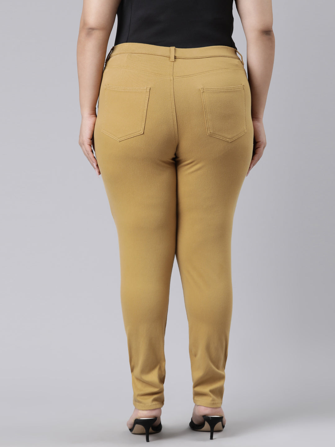 Mustard Cotton Polyester Super Stretch Jeggings
