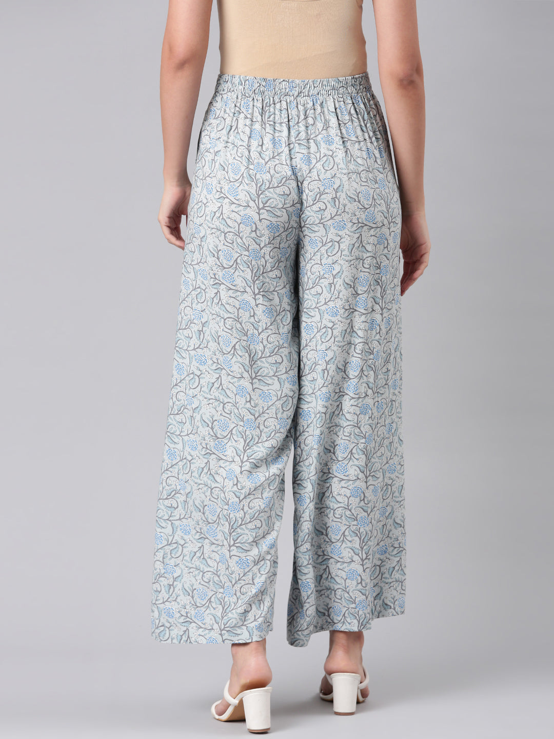 Blue Woven Viscose Printed Palazzo