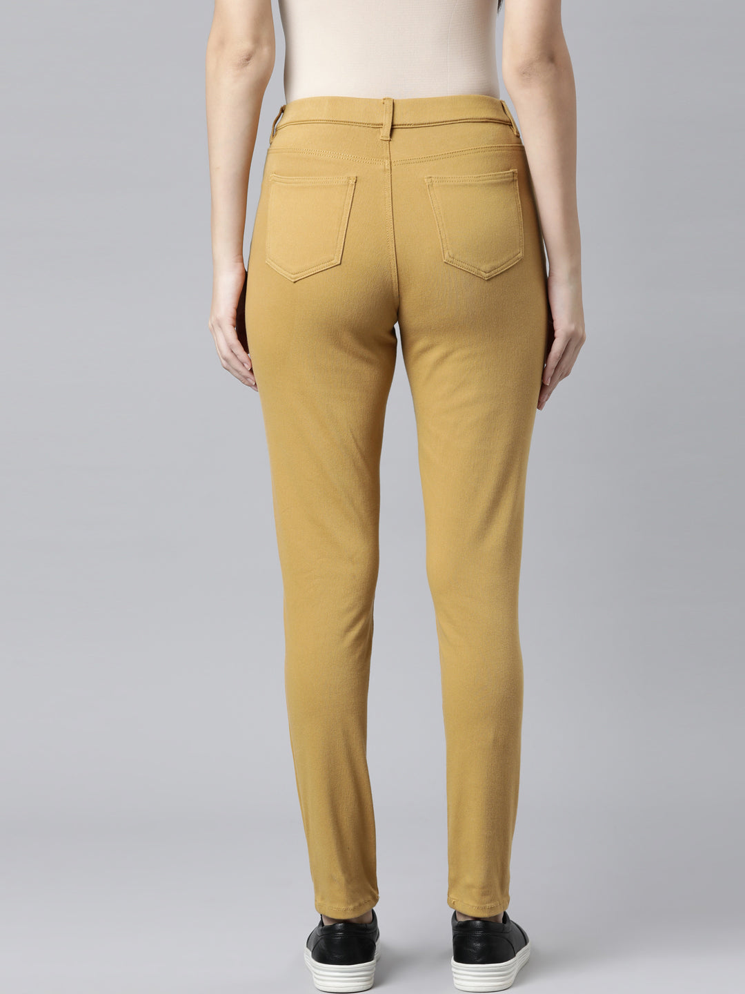 Mustard Cotton Polyester Super Stretch Jeggings