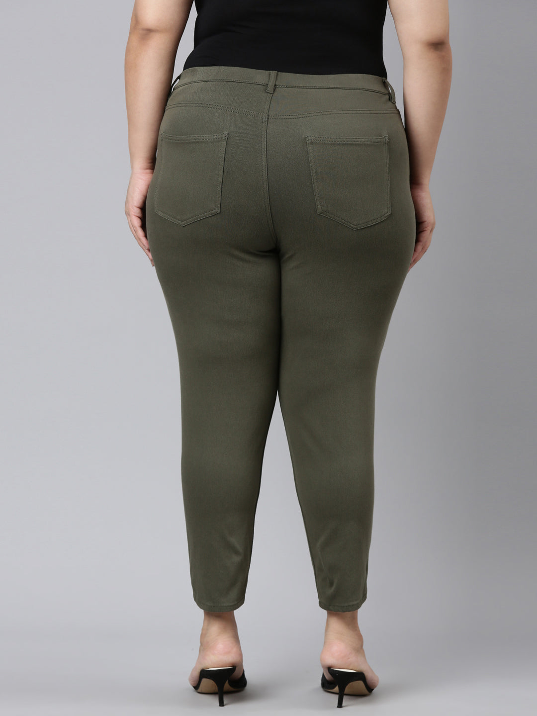 Dark Olive Cotton Poly Stretch Cropped Colored Jeggings