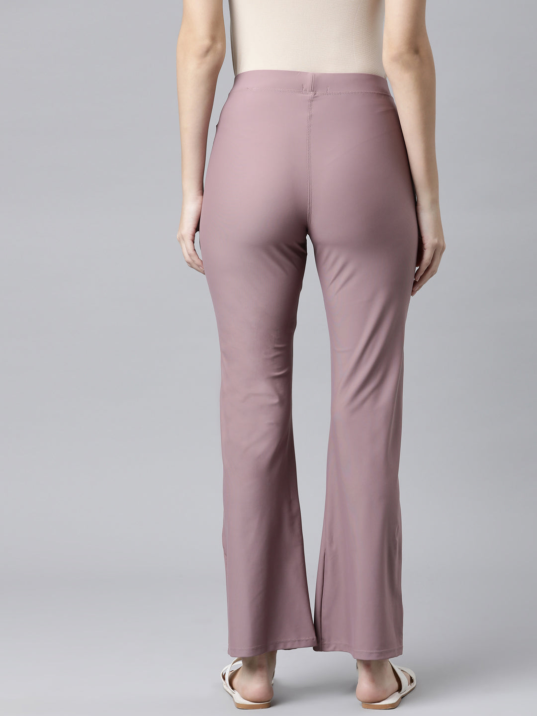 Dusty Voilet Nylon Stretch Bell Bottom