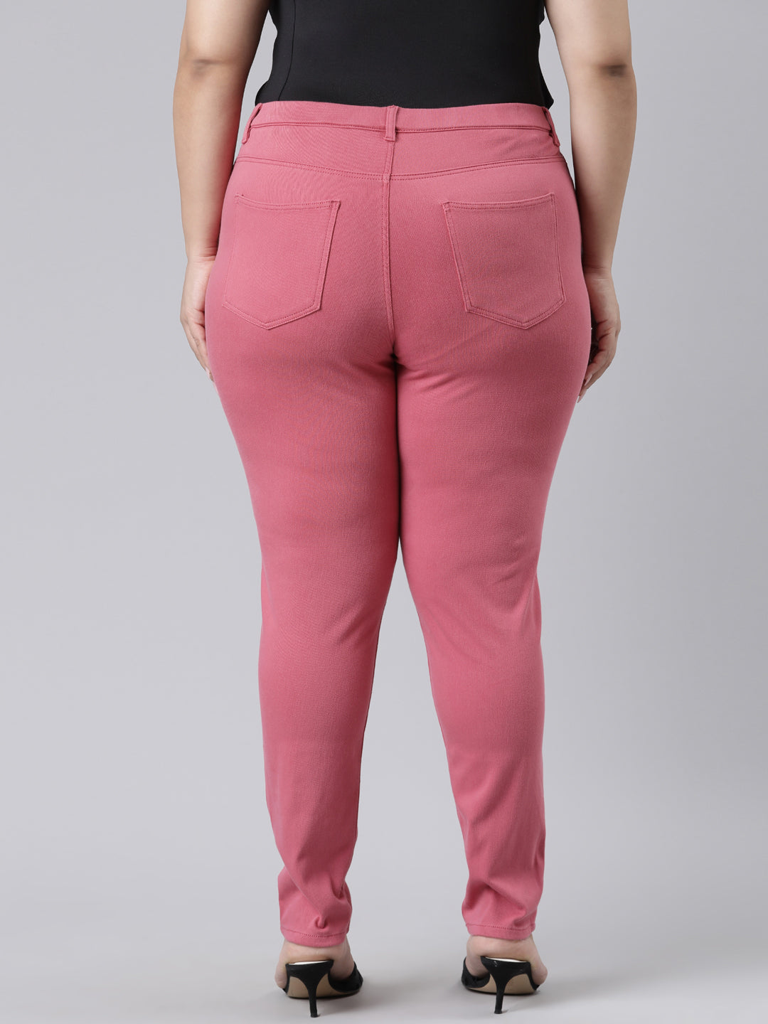 Coral Cotton Polyester Super Stretch Jeggings