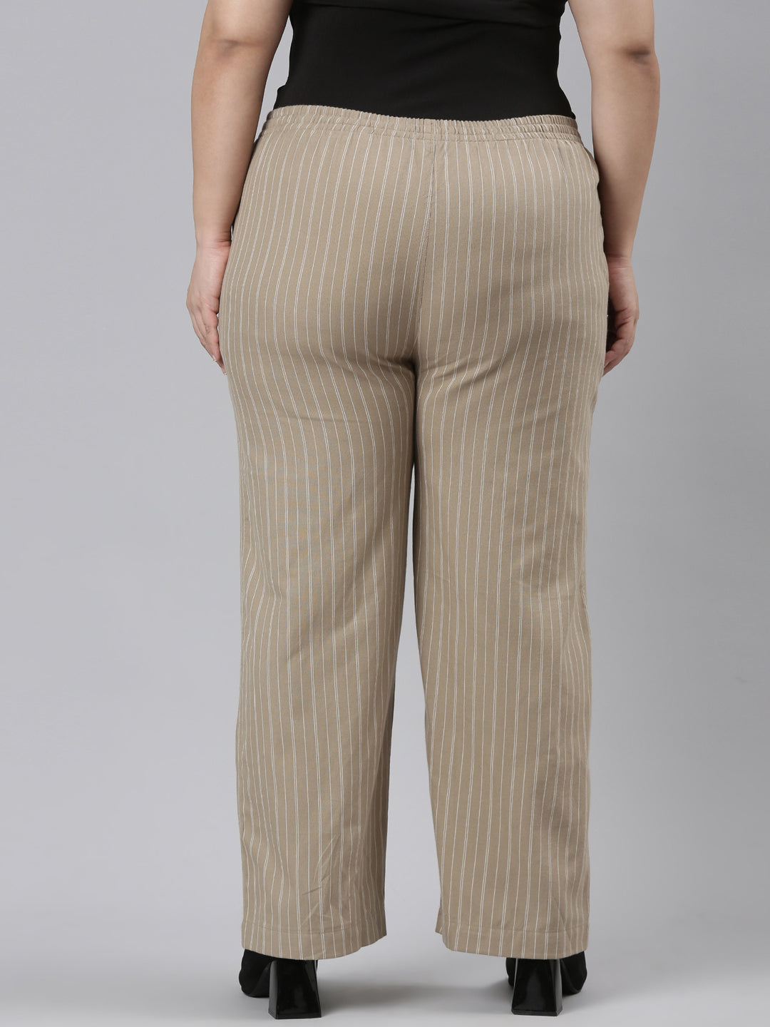 Beige Cotton Stripes Cargo Pant