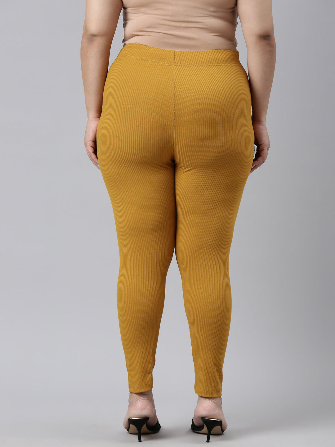 Mustard Drop Needle Fabric Rib Leggings