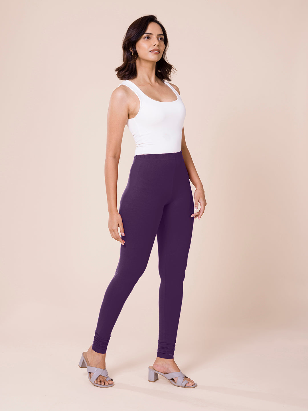 Black Currant Cotton Stretch Churidar