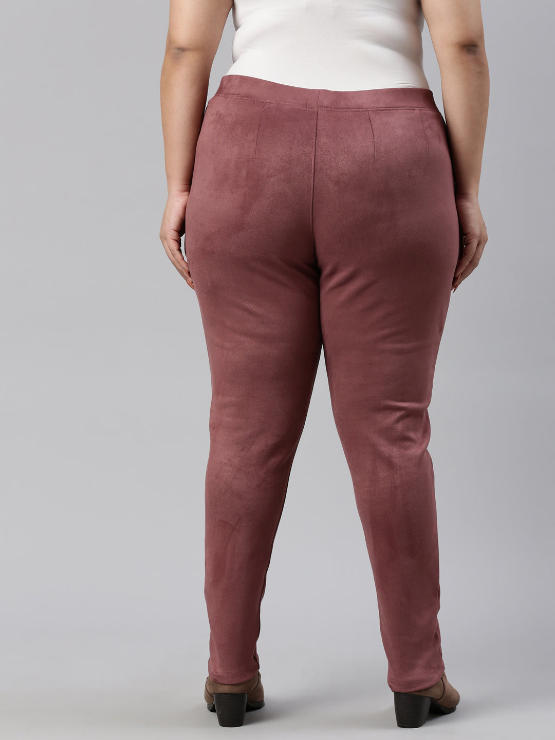 Light Wine Poly Stretch Suede Tregging