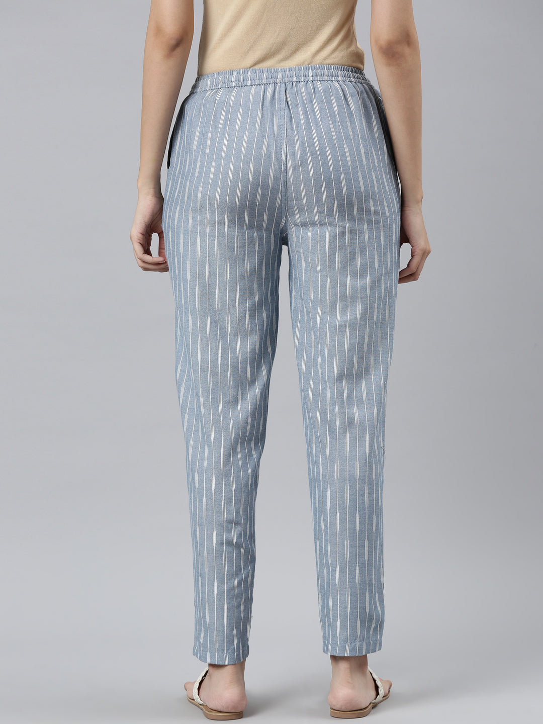 Blue Linen Ikat Pencil Pant