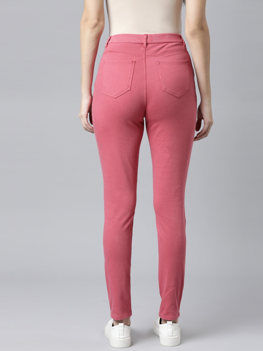 Coral Cotton Polyester Super Stretch Jeggings