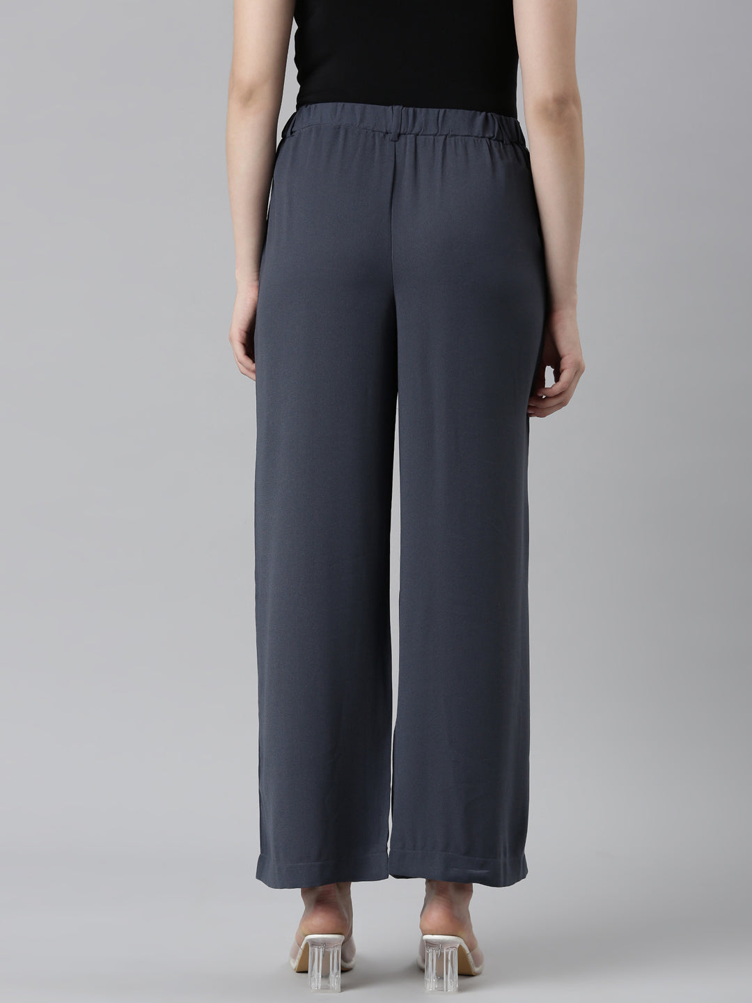 Dark Jean Crepe Wide Trouser