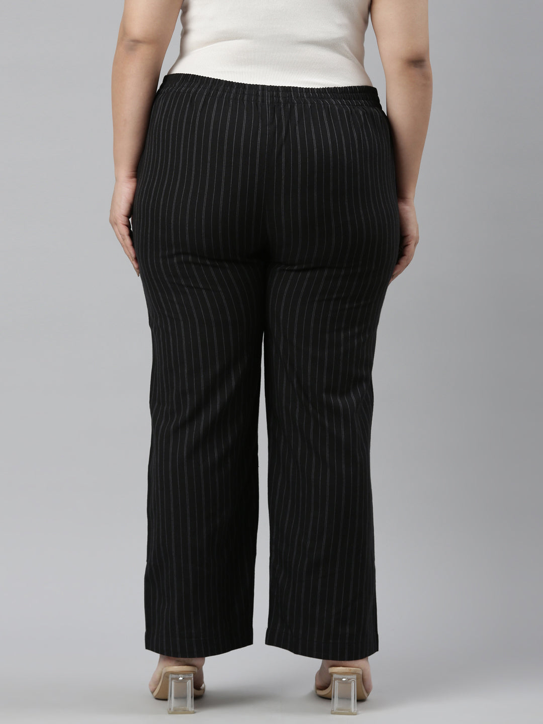 Black Cotton Stripes Cargo Pant