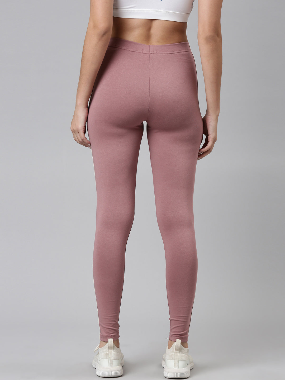 Dusty Voilet Cotton Stretch Side Stripes Active Leggings