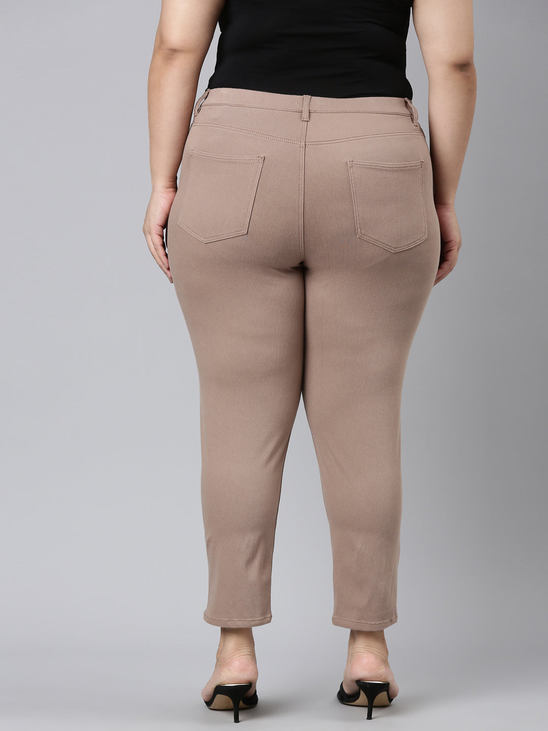Light Chocolate Cotton Poly Stretch Cropped Colored Jeggings