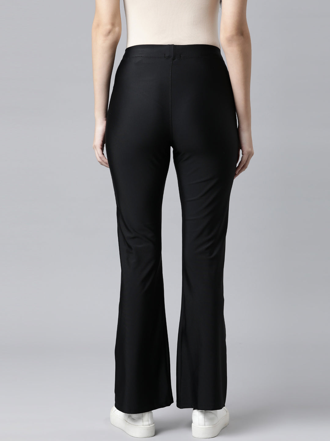 Black Nylon Stretch Bell Bottom