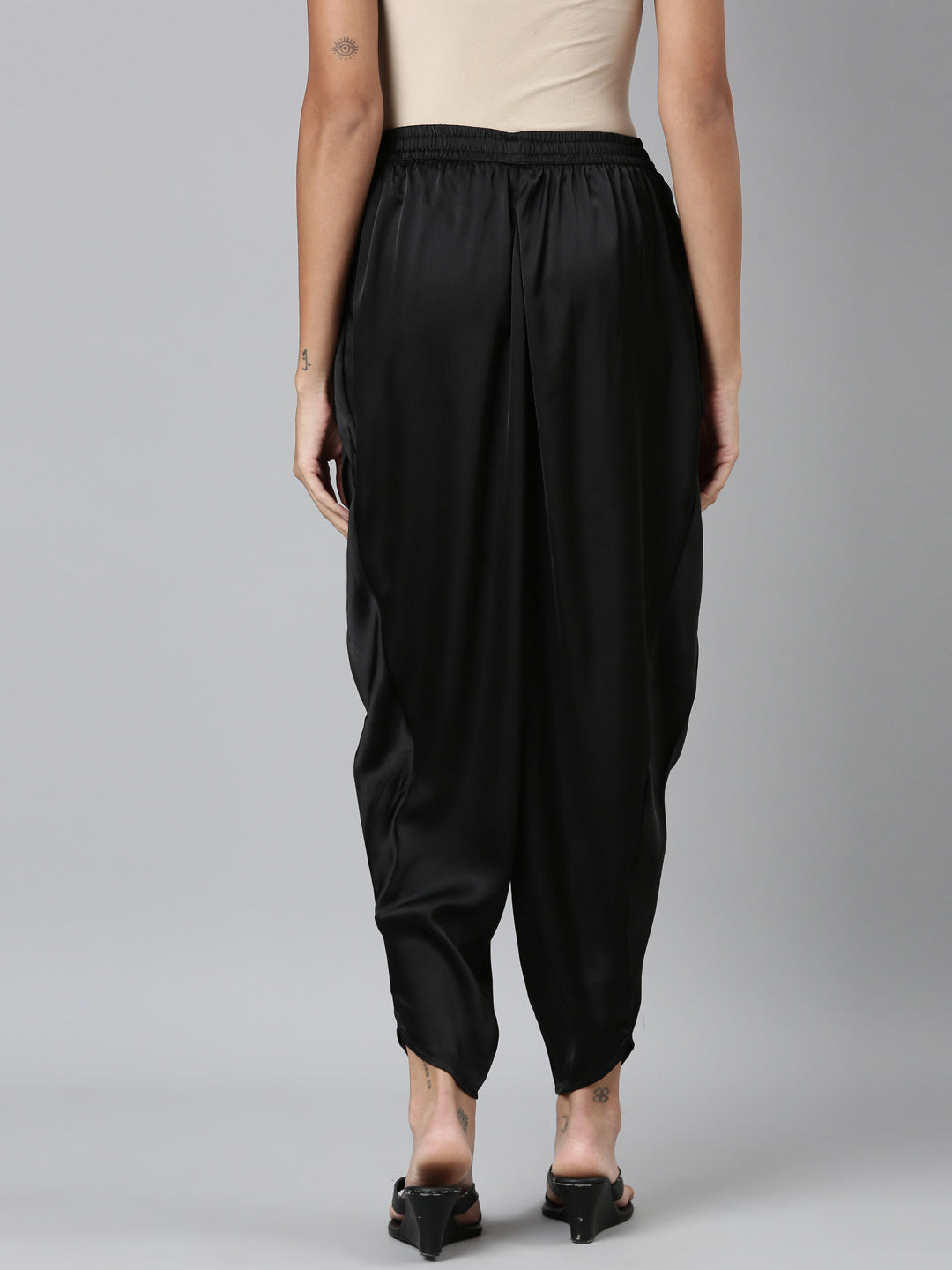 Black Woven Viscose Harem Dhoti Pant