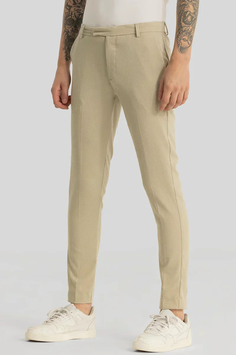 Yann Nude Plain Slim Fit Trousers