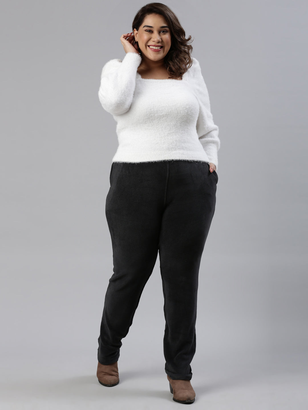 Silver Grey Velour Ultra Warm Pants