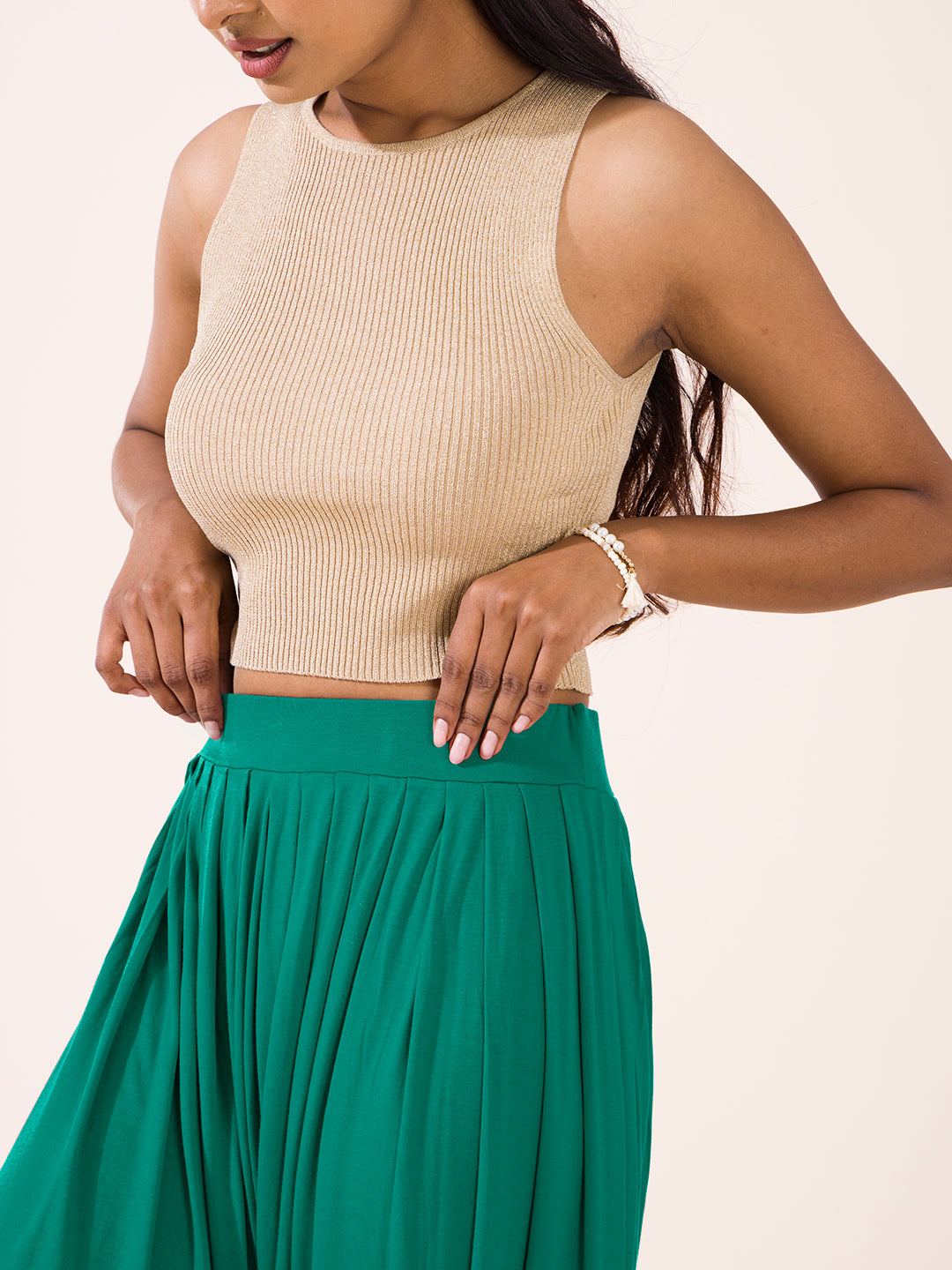 Bottle Green Viscose Stretch Patiala