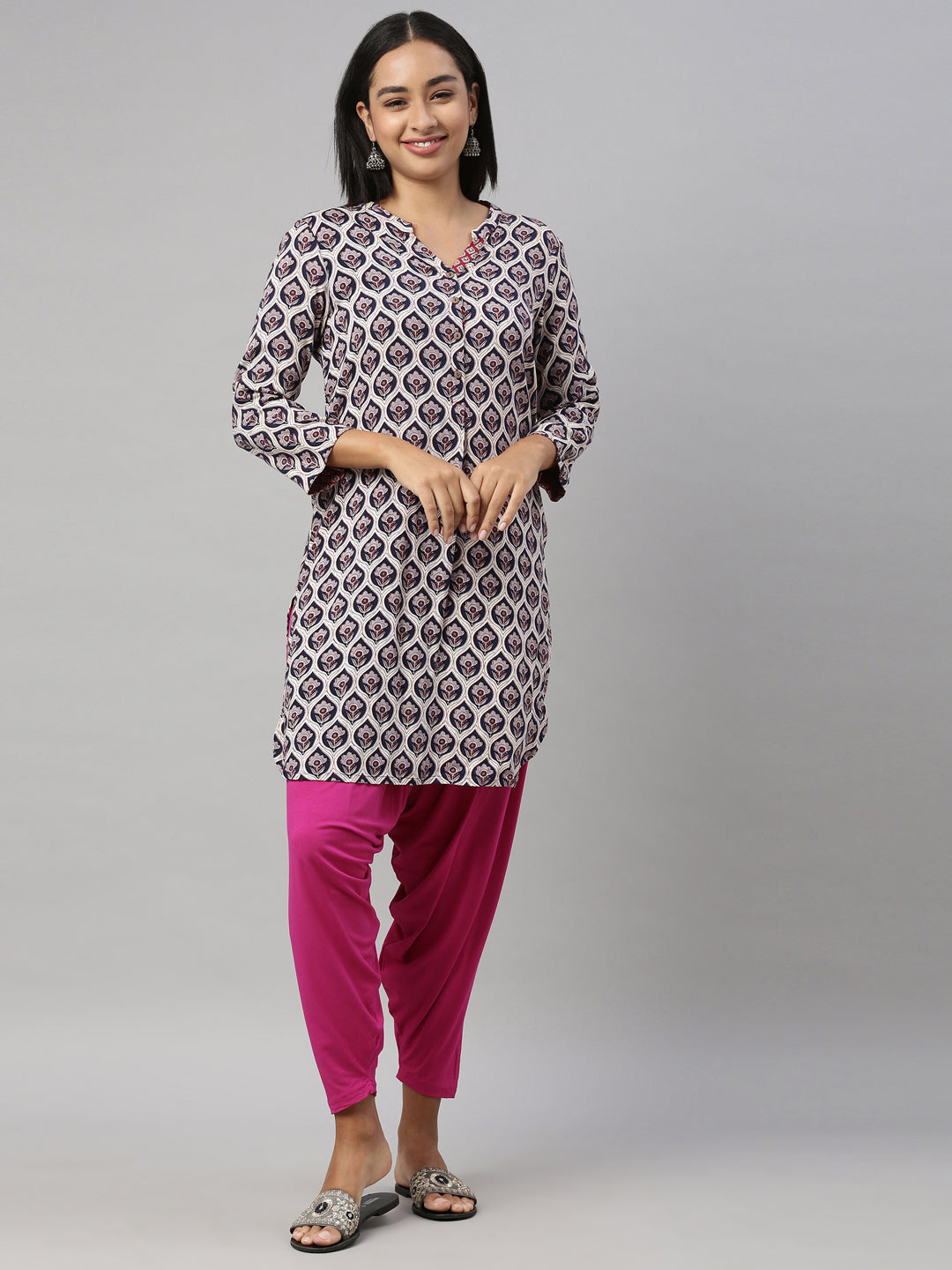 Dark Rose Viscose Stretch Patiala