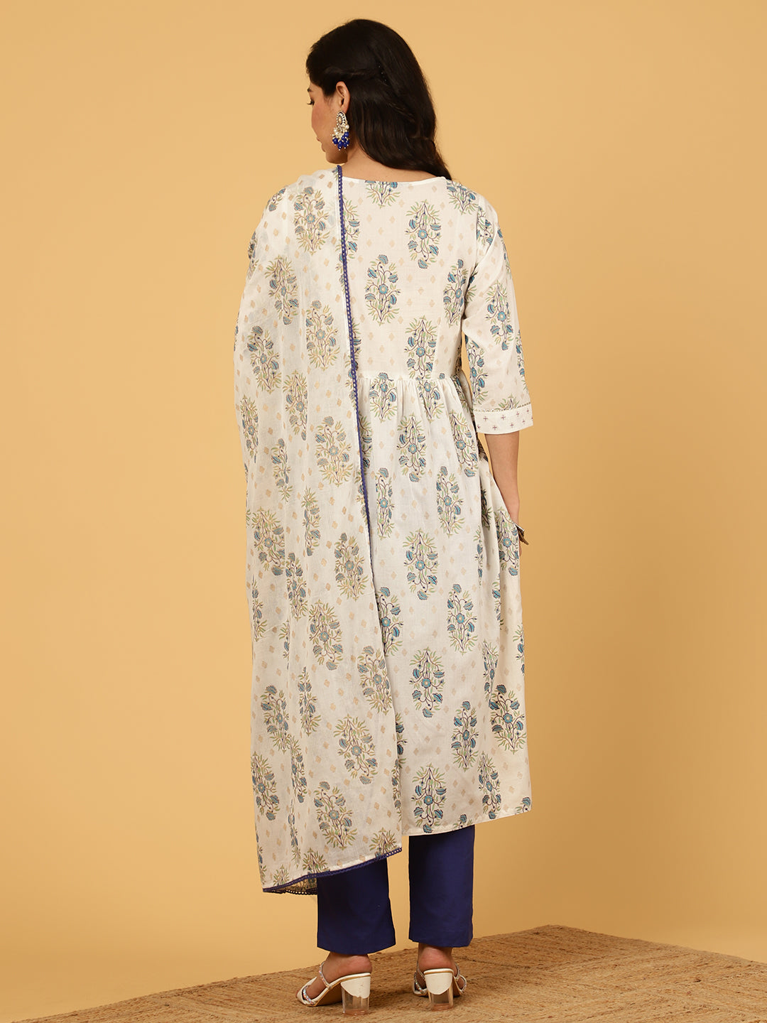 Block Printed Nyra Cut Suit Set With Dupatta