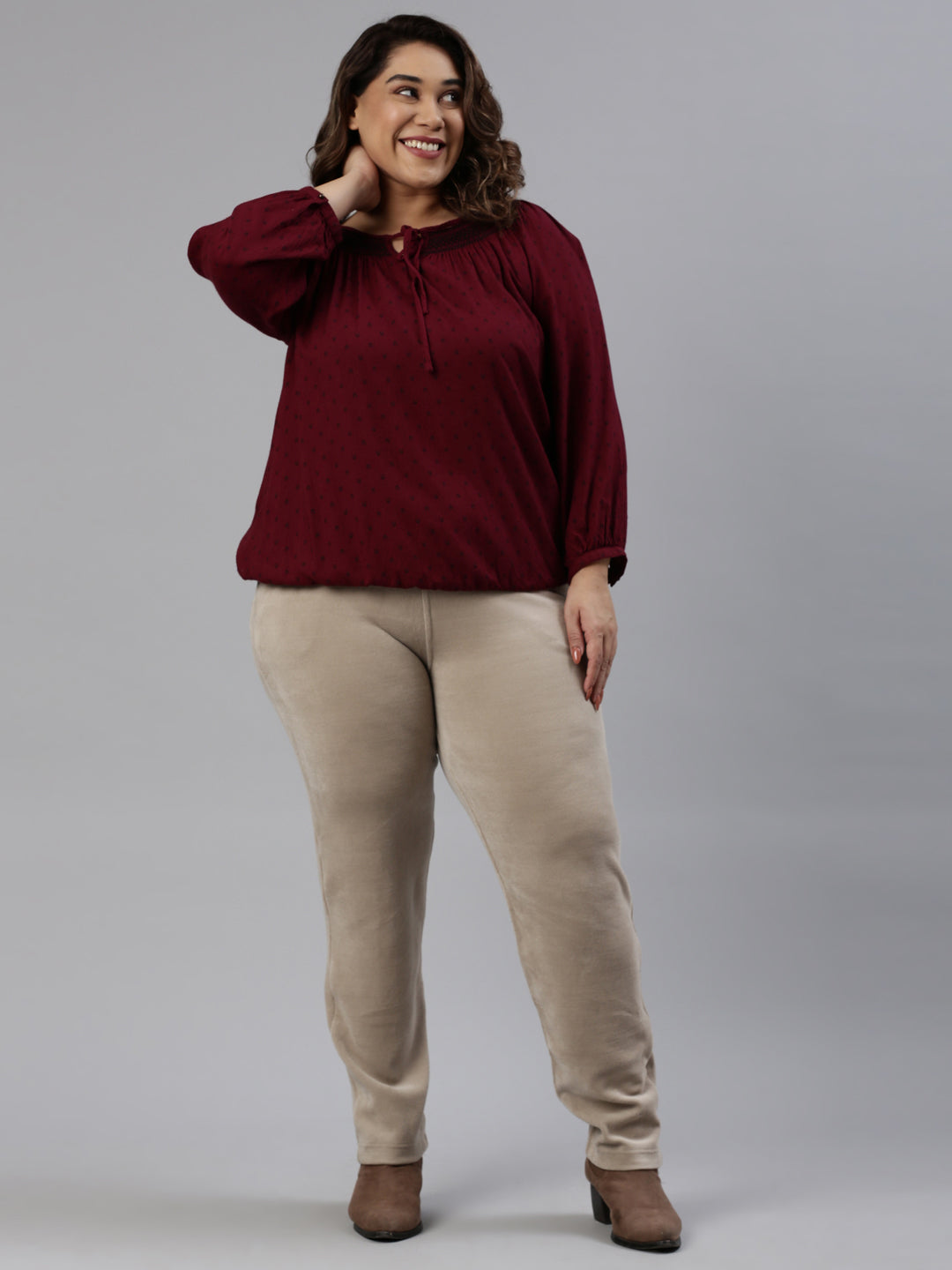 Beige Velour Ultra Warm Pants