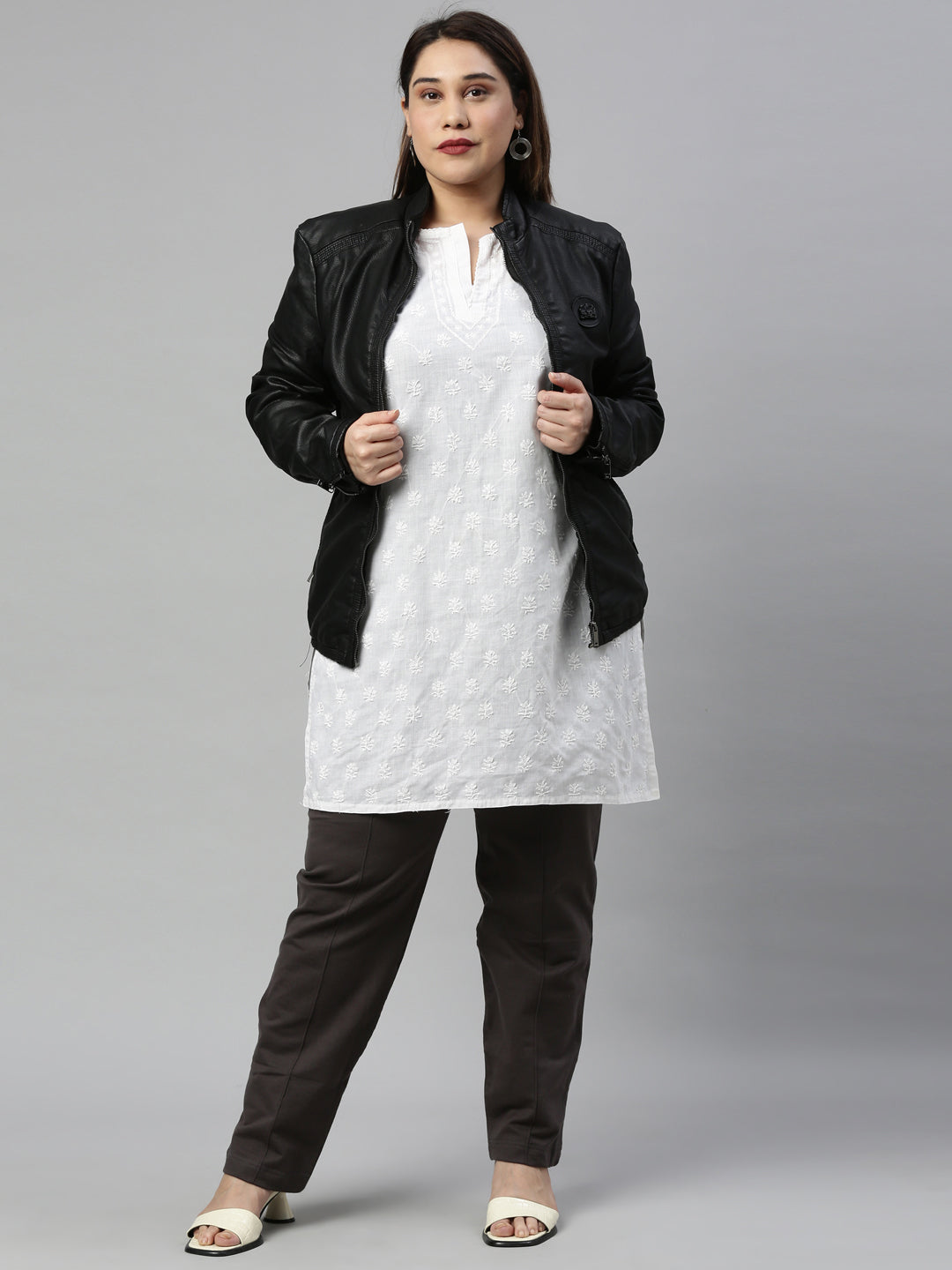 Silver Grey Fleece Warm Kurti Pants