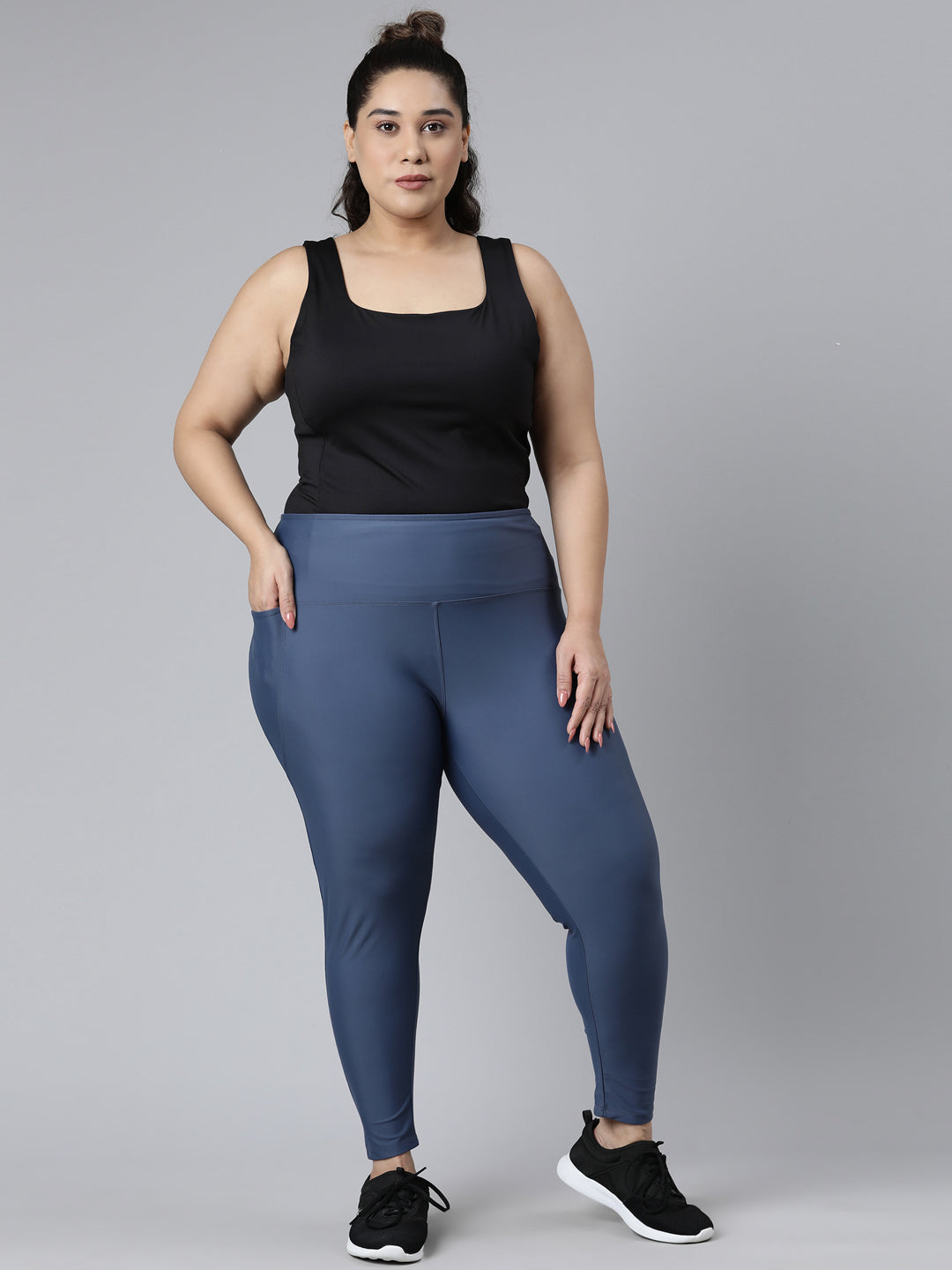 Jeans Blue Nylon Stretch Training Tights