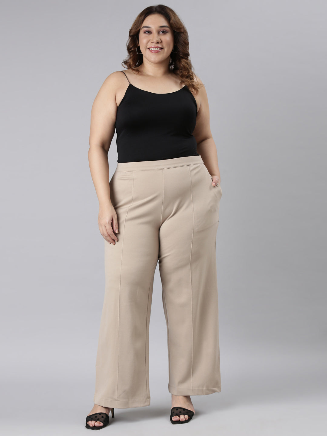 Beige Roma Ponte Wide Pants