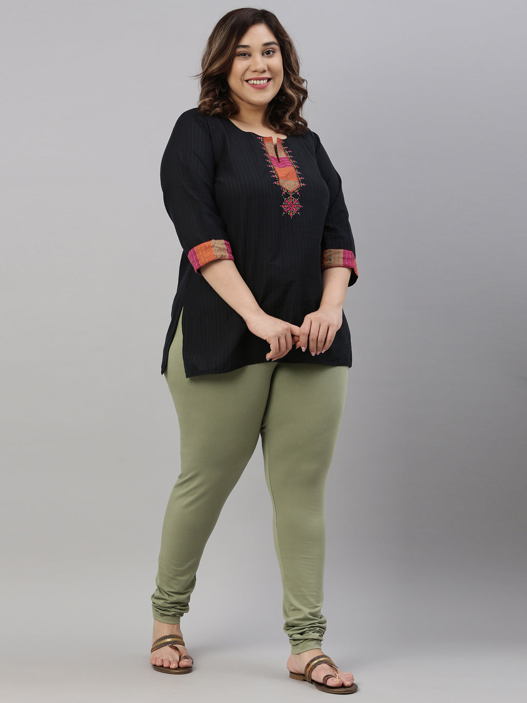 Dusty Green Cotton Stretch Churidar