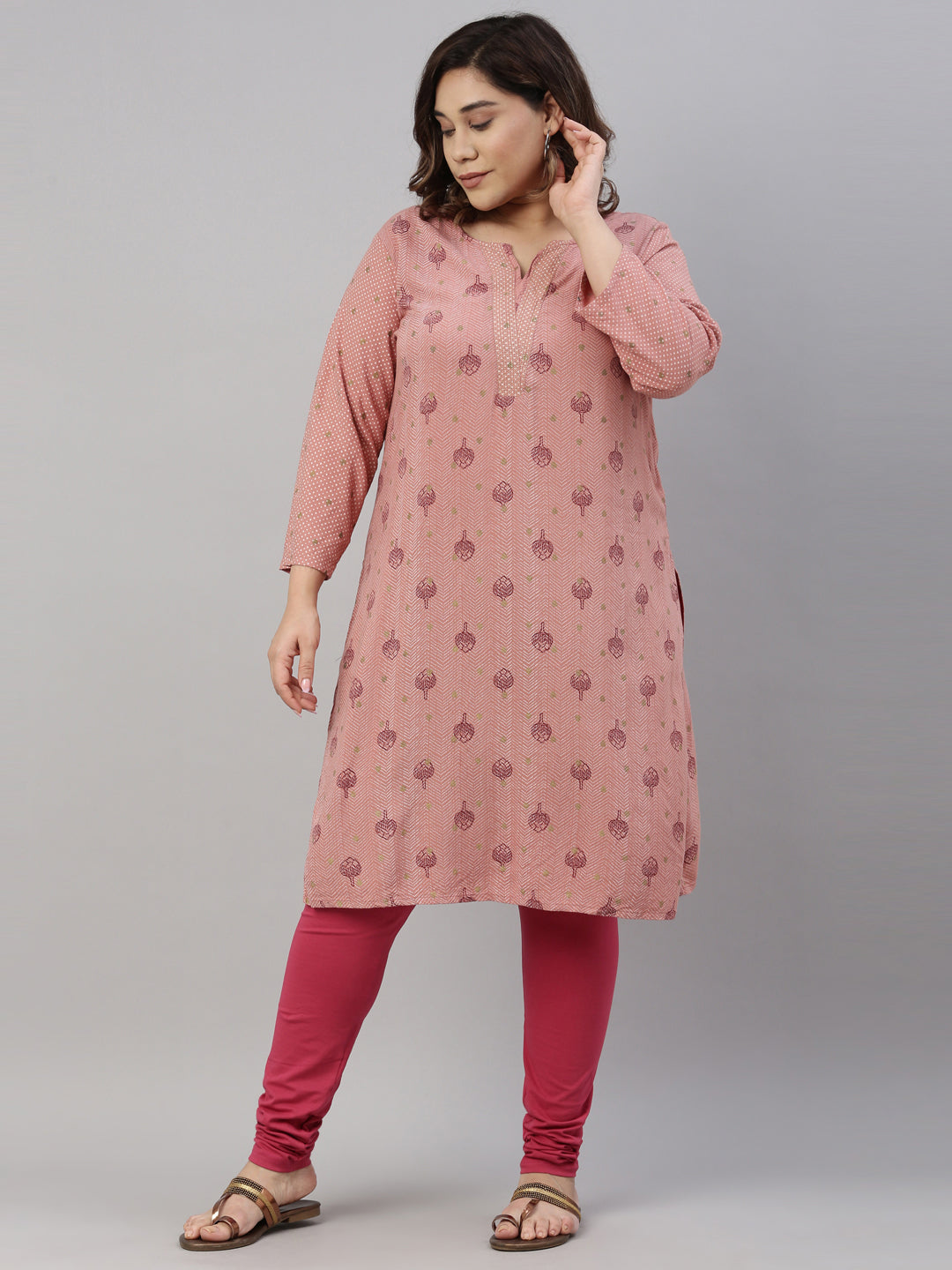 Medium Pink Cotton Stretch Churidar