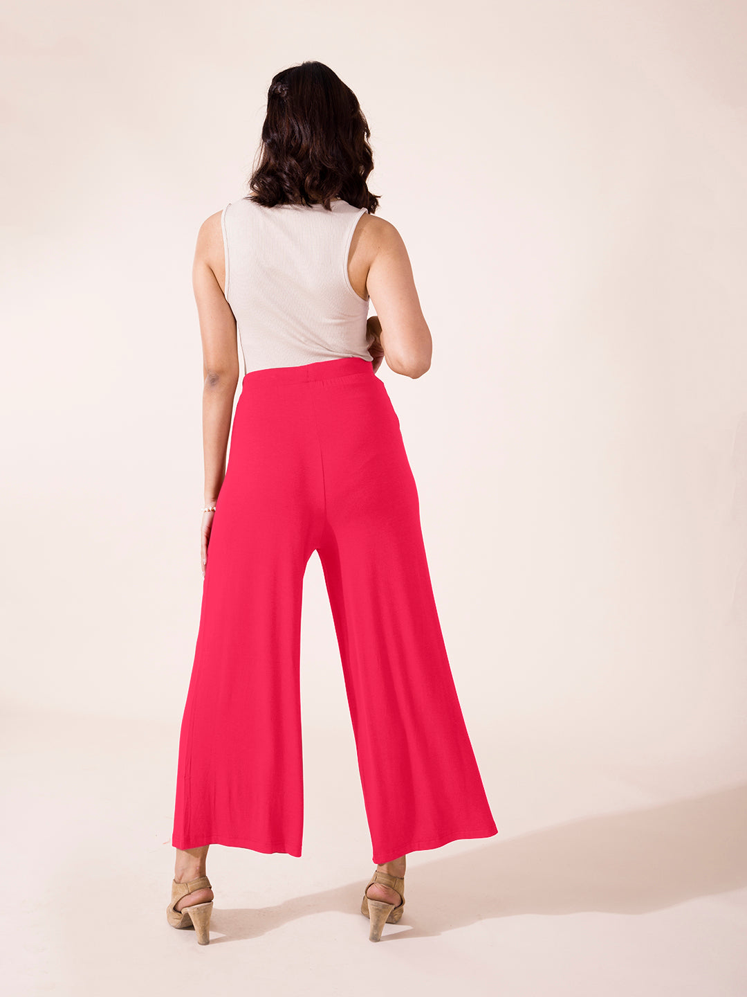 Coral Viscose Knit Palazzo