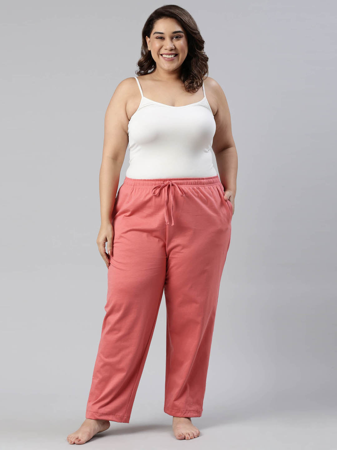 Dusty Pink Cotton Knit Lounge Pants