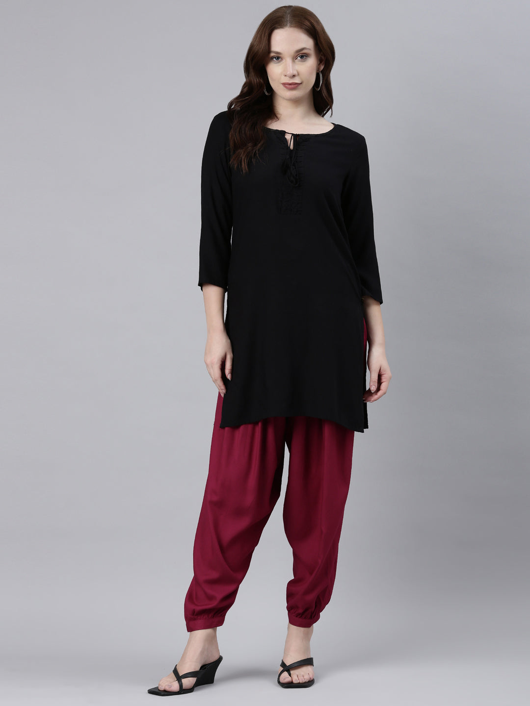 Dark Rose Woven Viscose Harem Pant