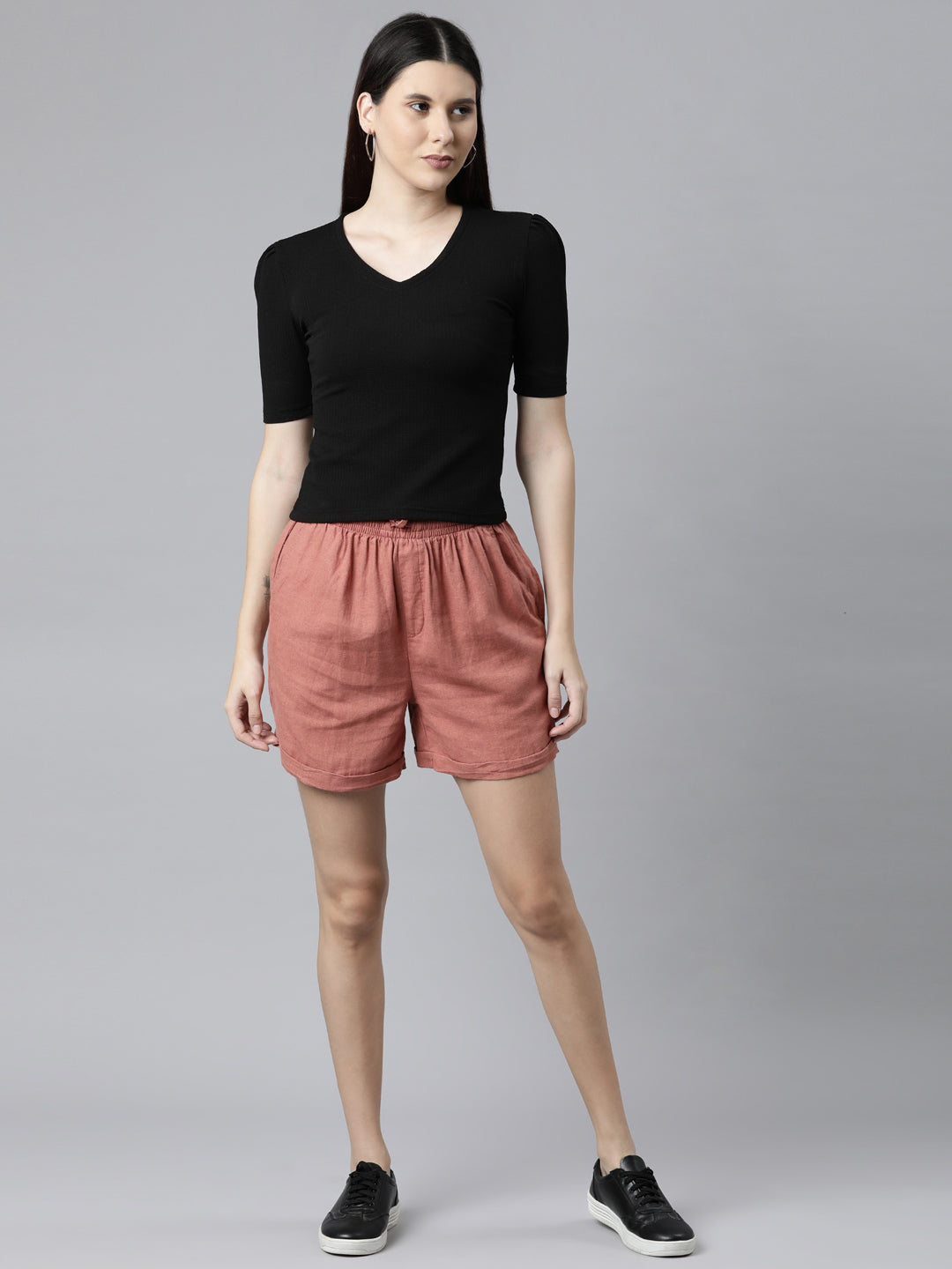 Rust Linen Shorts