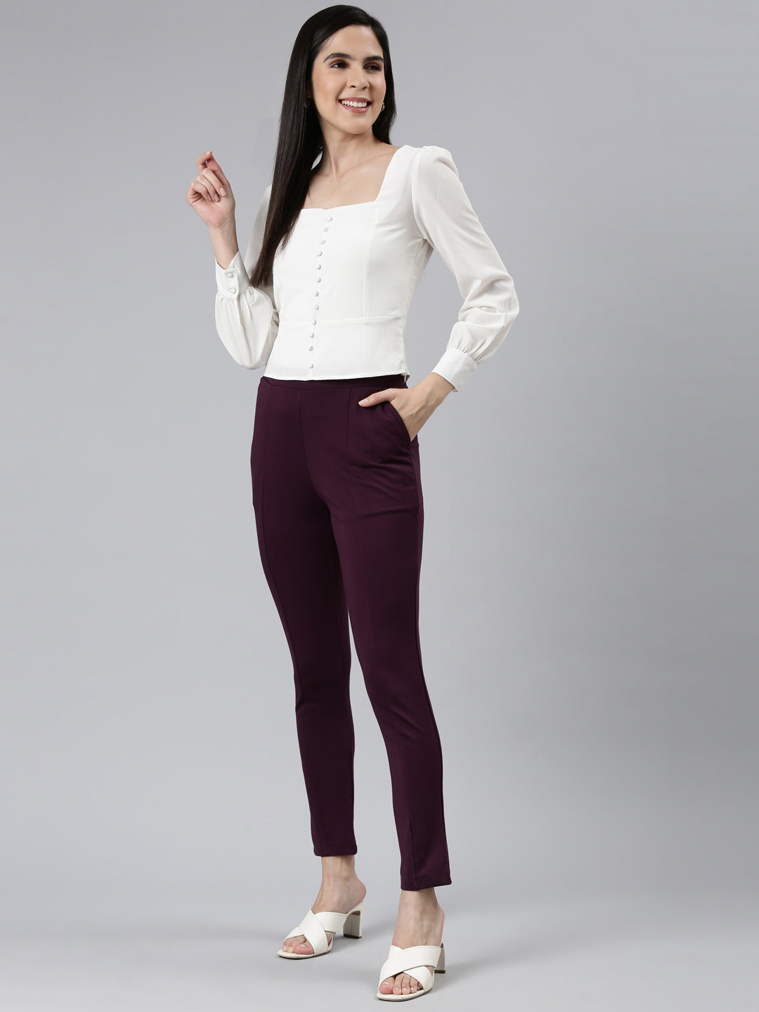 Dark Wine Roma Ponte Pants