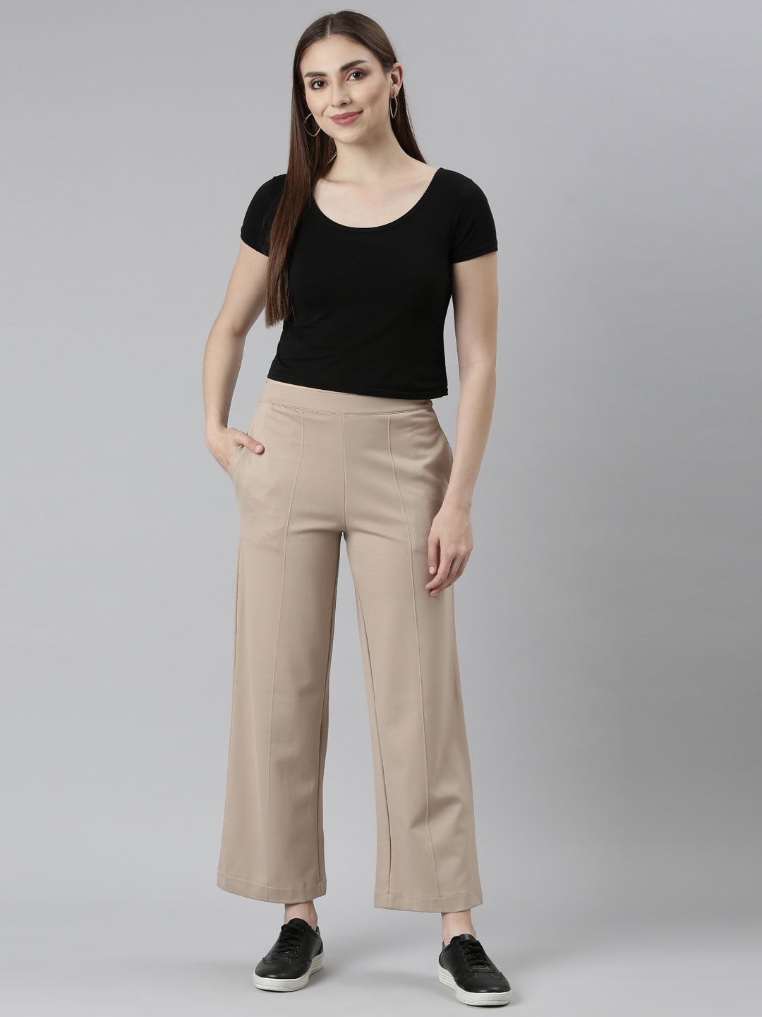 Beige Roma Ponte Wide Pants