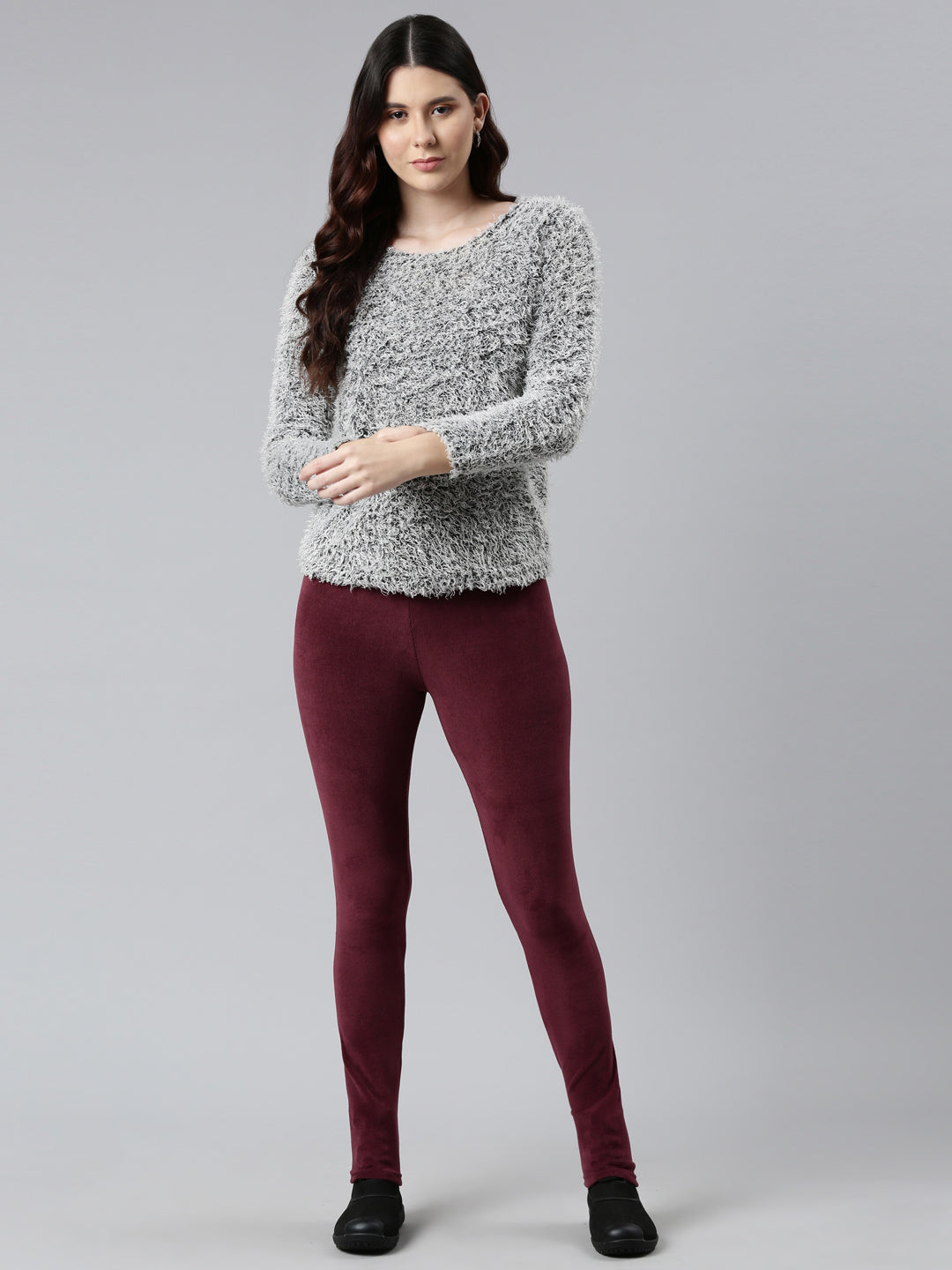 Maroon Velour Ultra Warm Leggings