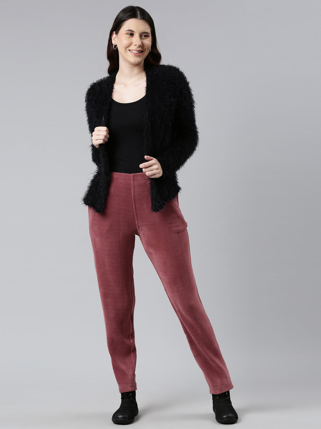 Light Wine Velour Ultra Warm Leggings