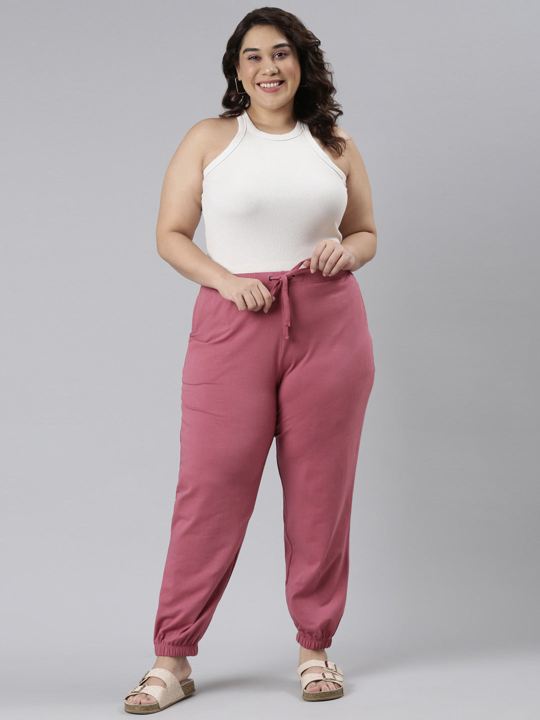 Light Wine Cotton Stretch Casual Joggers