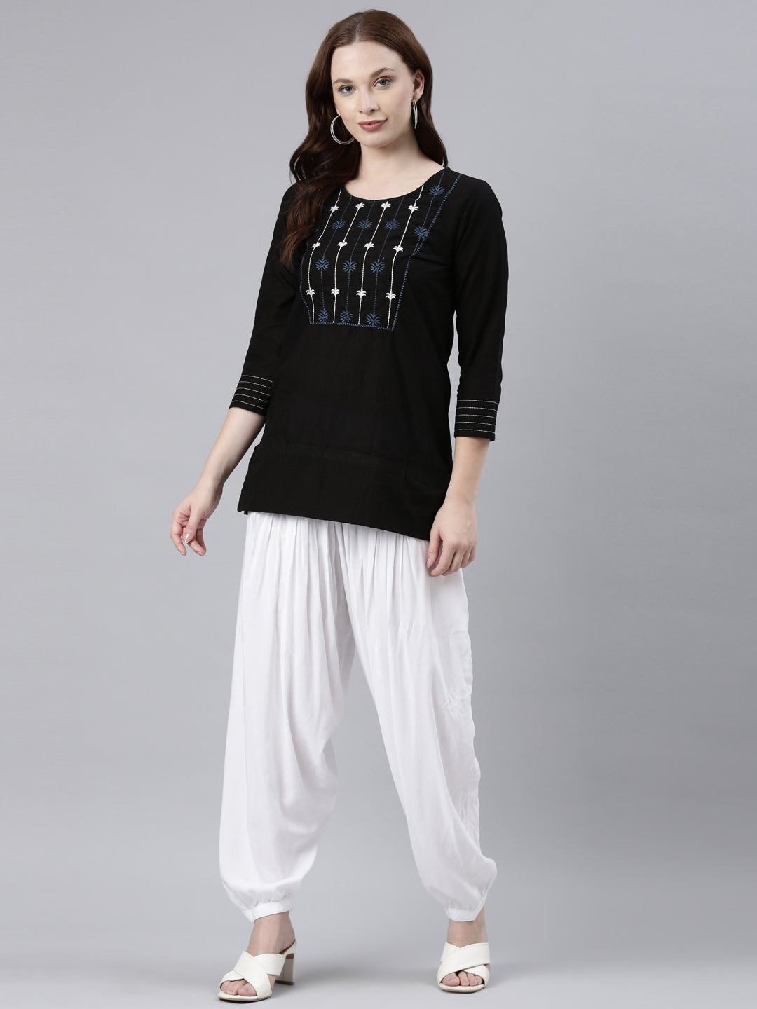 White Woven Viscose Harem Pant