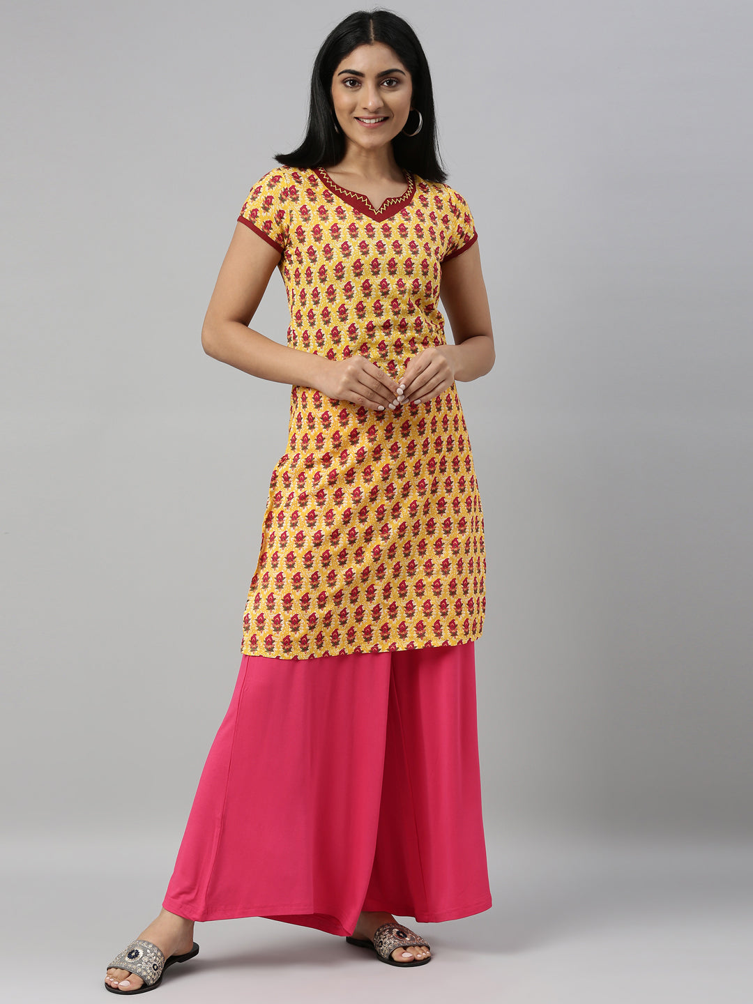 Young Fuchsia Viscose Knit Palazzo