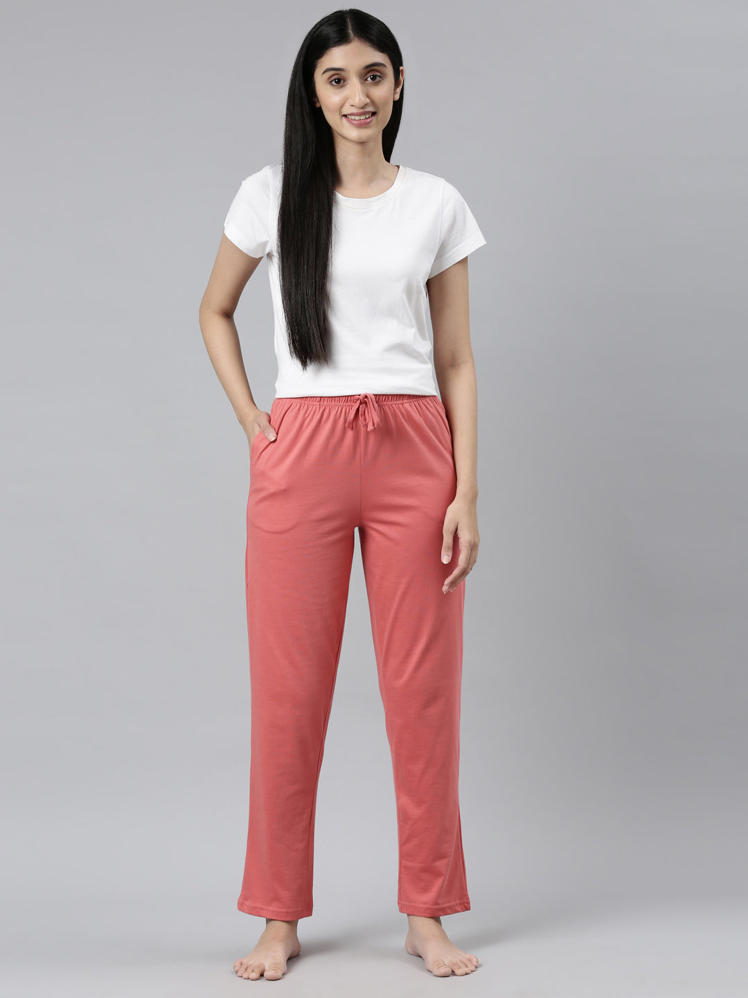 Dusty Pink Cotton Knit Lounge Pants