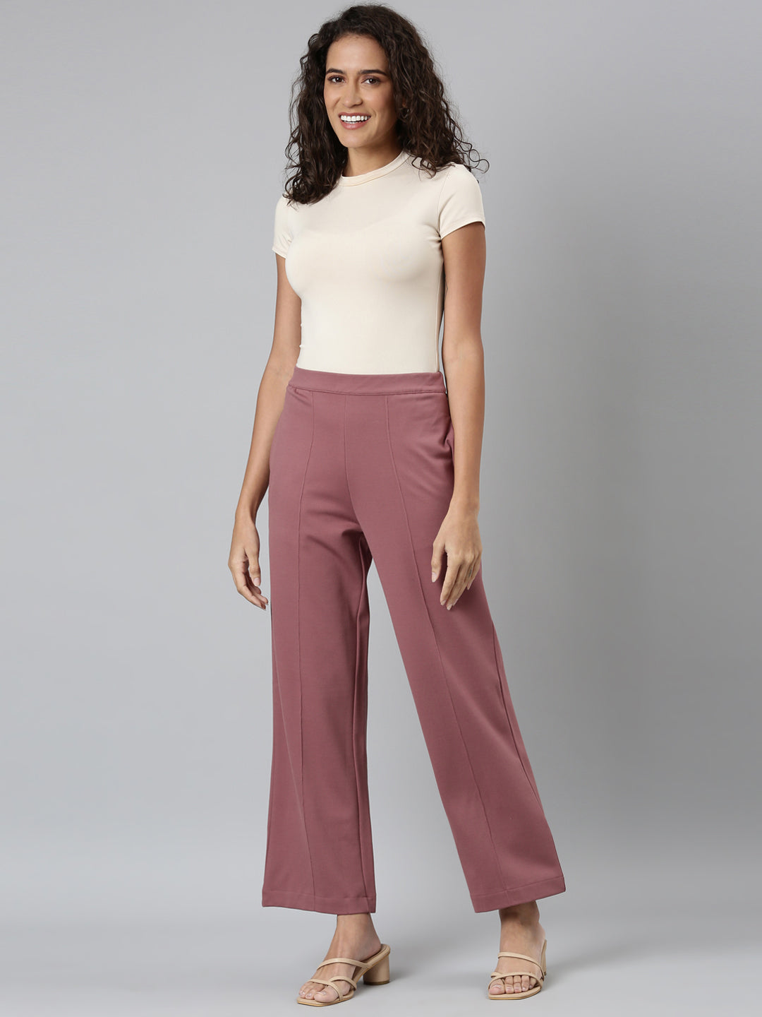 Light Brown Roma Ponte Wide Pants