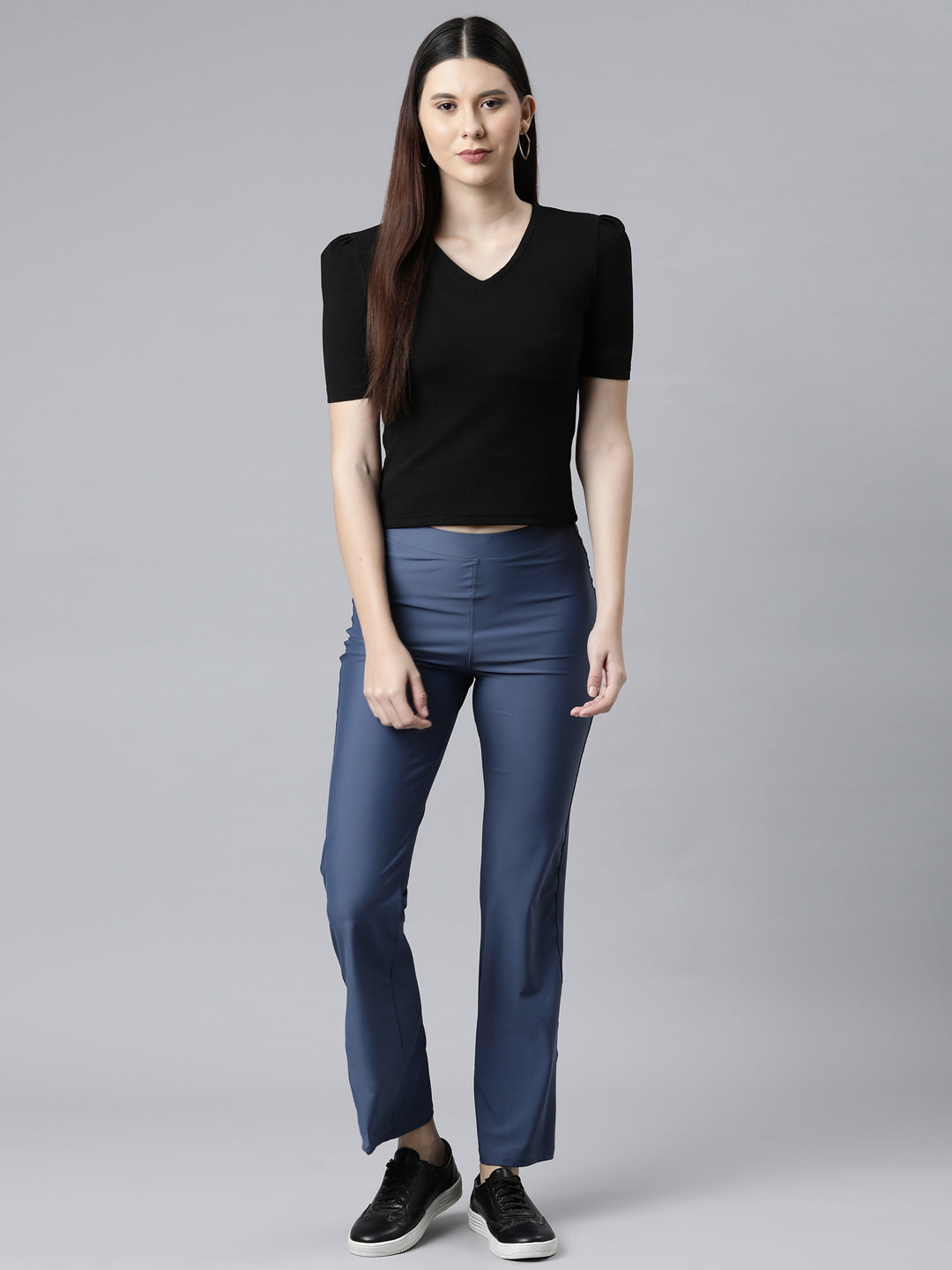 Jeans Blue Nylon Stretch Bell Bottom